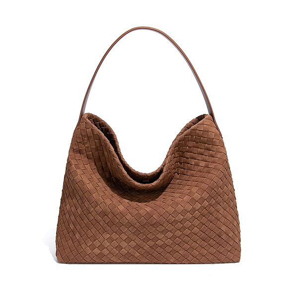 Handbags - 2453 Woven Suede Shoulder Bag , Leather Crossbody Bags Top Handle Handbag